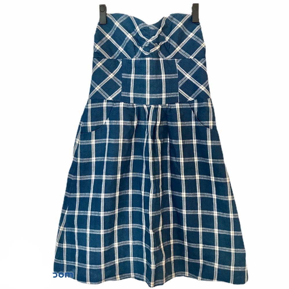 Built by Wendy Strapless Checkered Summer Dress SM